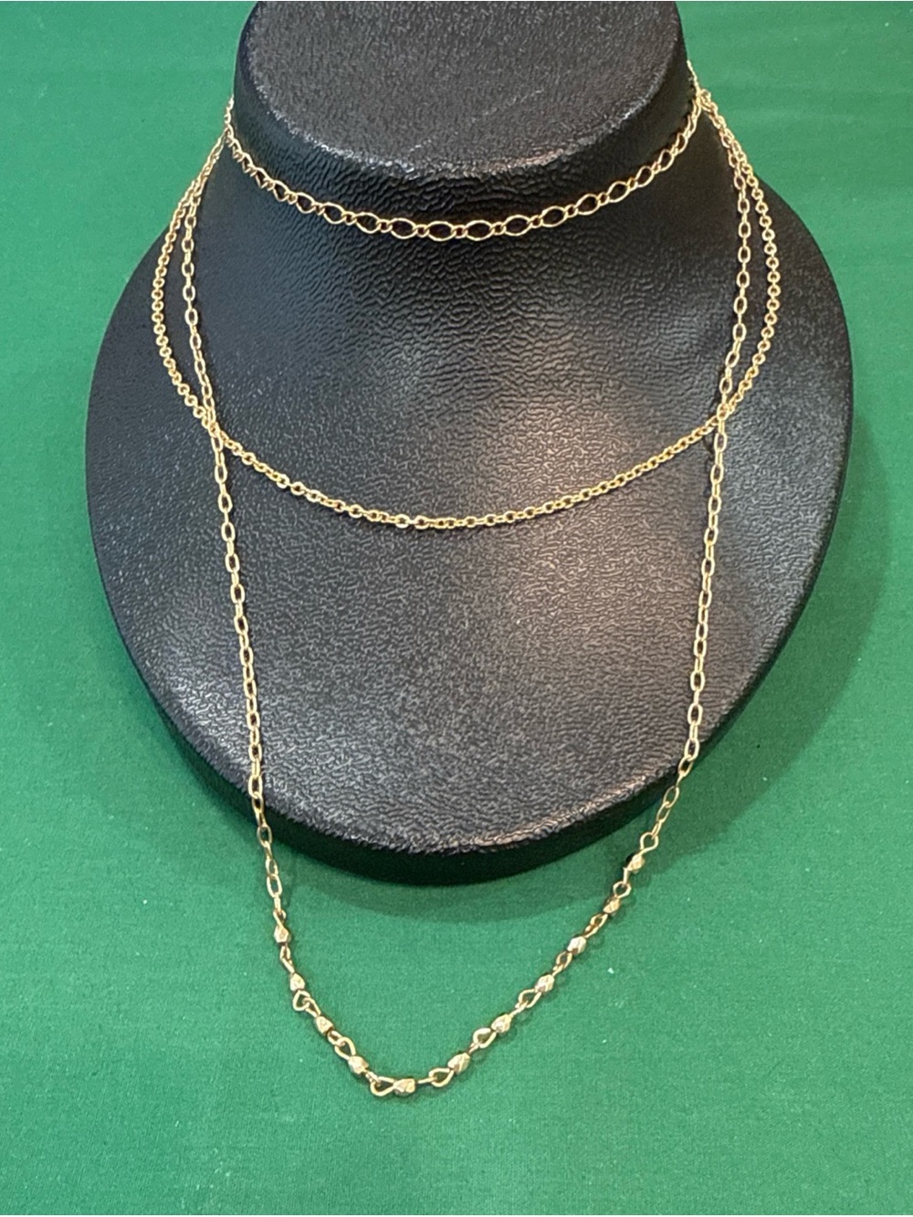 Delicate Layered Goldtone Chain Necklace 3 Stands Adjustable 53D